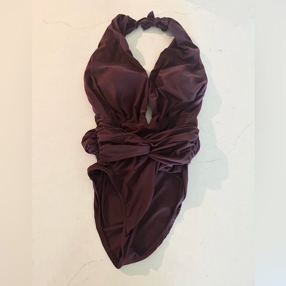 LENNY NIEMEYER Maroon Plunge One-Piece Swimsuit Large - Picture 3 of 4